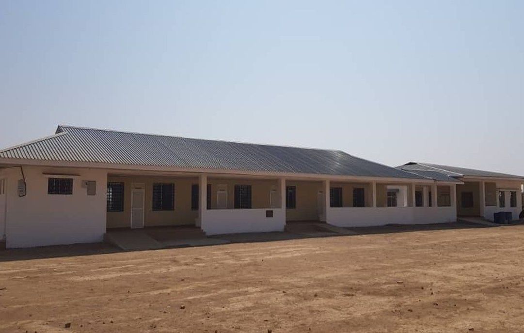 The long, single-storey hospital building at Kapunga